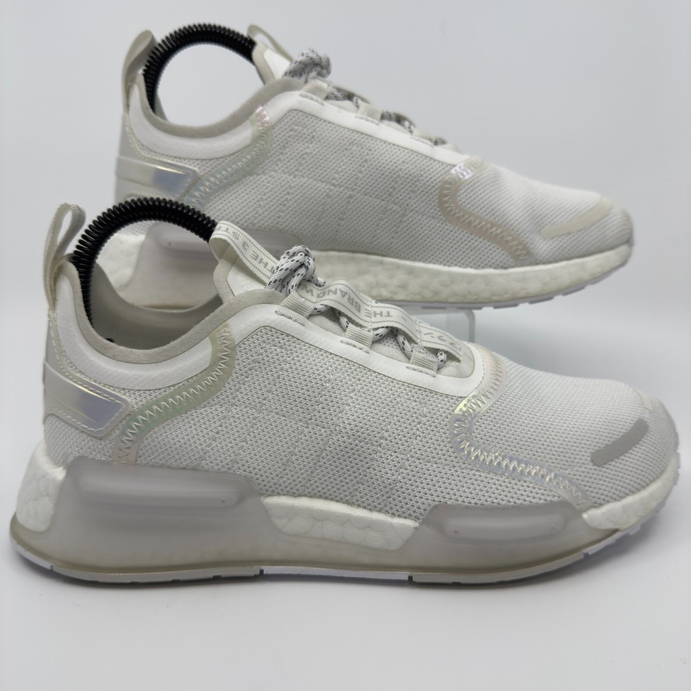 Adidas NMD_V3 Womens 7 Running Shoes White Gray Shiny‎ Sneakers Lace Up Low